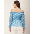 thumbnail image 4 of Moomaya Printed Off-Shoulder Tops, Womens Smocked Full Sleeve Casual Vacation Top, 4 of 9