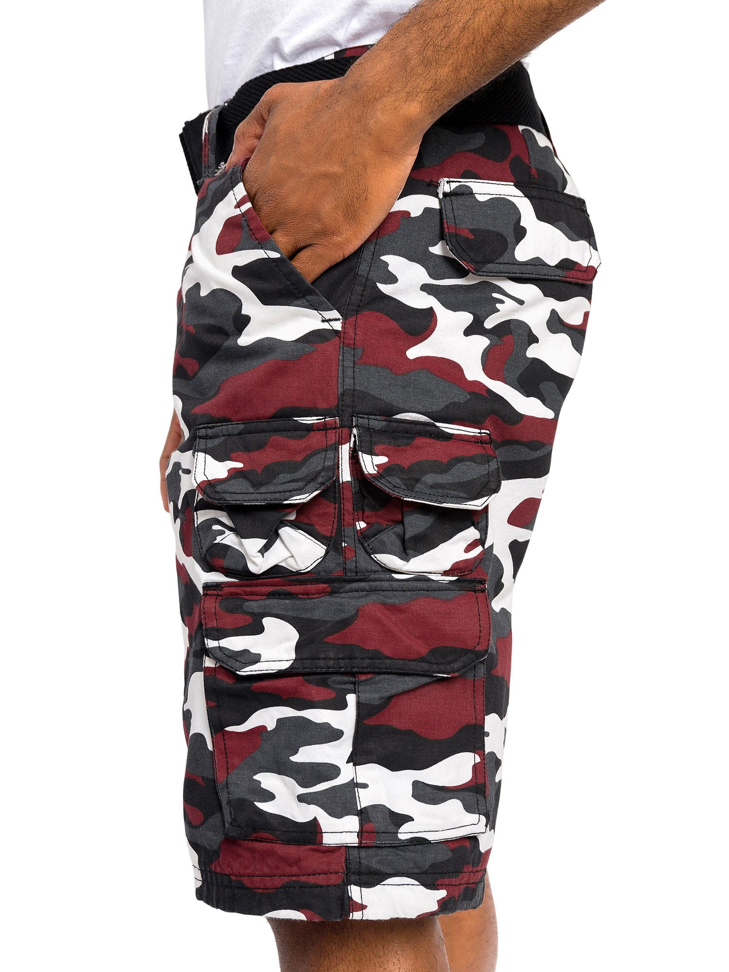 G-Style USA Men's Relaxed Fit Belted Camo Cargo Shorts in