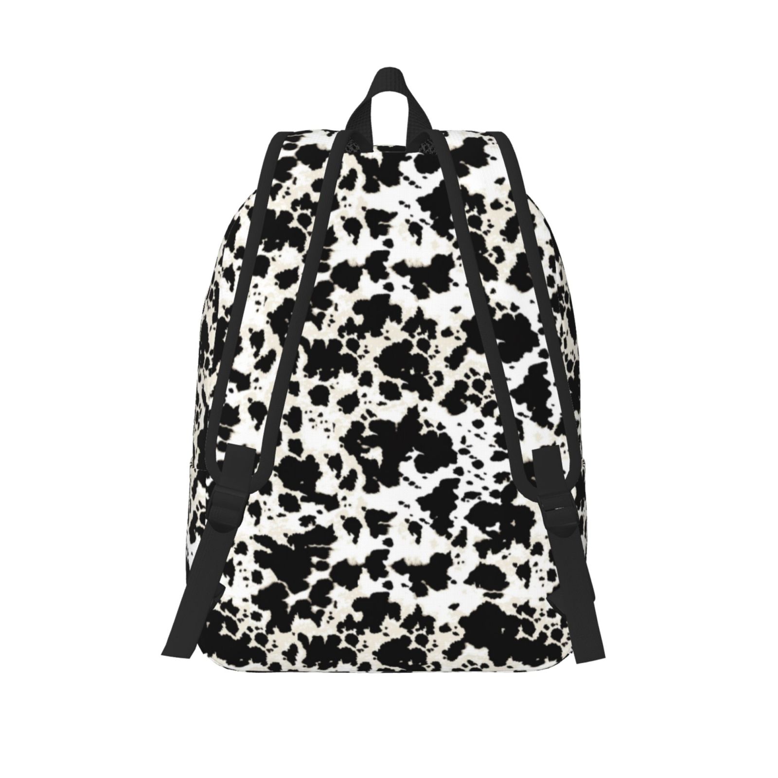 Picia Cow Skin 1 Printed Canvas Daypack - Stylish and Durable Vintage Compact Backpack - Class, Work, Travel, or Laptop Bookbag,Organized Compartments-Small