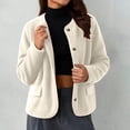 thumbnail image 5 of Sheghy Womens Denim Jacket Inspired Crew Neck Single Button Jacket - Solid Long Sleeve Winter White XXL, 5 of 6