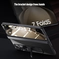 thumbnail image 4 of Dteck for Samsung Galaxy Z Fold 6 Case with Hinge Protection, Ultra Slim Plating Hard PC Clear Case with Hidden Stand Full Body Shockproof Case with Metal Camera Protector,Blue + HD Screen Protector, 4 of 5