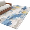 thumbnail image 2 of Rectangle Rug 4x6ft Area Rug,Retro Abstract Artwork Area Rugs for Living Room Bedroom,Blue Yellow Gray Art Pattern Floor Mat Non-Slip Non-Shedding Carpet Indoor Accent Rugs, 2 of 9