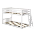 thumbnail image 3 of Max & Lily Solid Wood Twin over Twin Low Bunk Bed with Ladder on End For Kids, White, 3 of 13