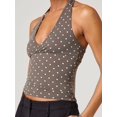 thumbnail image 4 of Halter Tops for Women Summer Crop Deep V Neck Blackless Tank Top Going Out Y2k Clothes Brown S, 4 of 6