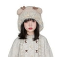 thumbnail image 3 of jobturf Girls Winter Hat Cute Reindeer Antlers Christmas Hats Windproof Snow Ski Skull Cap Comfy Warm Fuzzy Beanie for Cold Weather Size 4-10 Years, 3 of 8