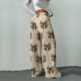 thumbnail image 4 of Hearthz Womens Fluffy Pajama Pants Bow Soft Fuzzy Elastic Waist Wide Leg Lounge Pants with Pockets Fall Winter Warm Pj Bottoms, 4 of 6