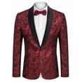 thumbnail image 4 of COOFANDY Men's Floral Tuxedo Jacket Jacquard Suit Jacket Dinner Blazer Big and Tall for Christmas Prom Wedding Homecoming Party, 4 of 9