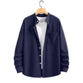 thumbnail image 2 of 100% Cotton Sun Protection Shirts for Men Button Long Sleeve Henley Collar Summer Casual Breathable Outdoor Shirts with Pockets Navy S, 2 of 8