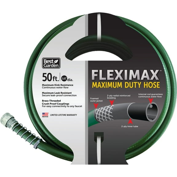 Best Garden 5/8 In. x 50 Ft. FlexiMAX Heavy Duty Hose DBFM5850V2