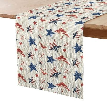 

Kuiaobaty American Flag Pattern Table Runner Fade Resistant Polyester Picnic Table Decorations for Family Dinner Wedding Outdoor Indoor Party Home Decoration 13 x 48 Inch