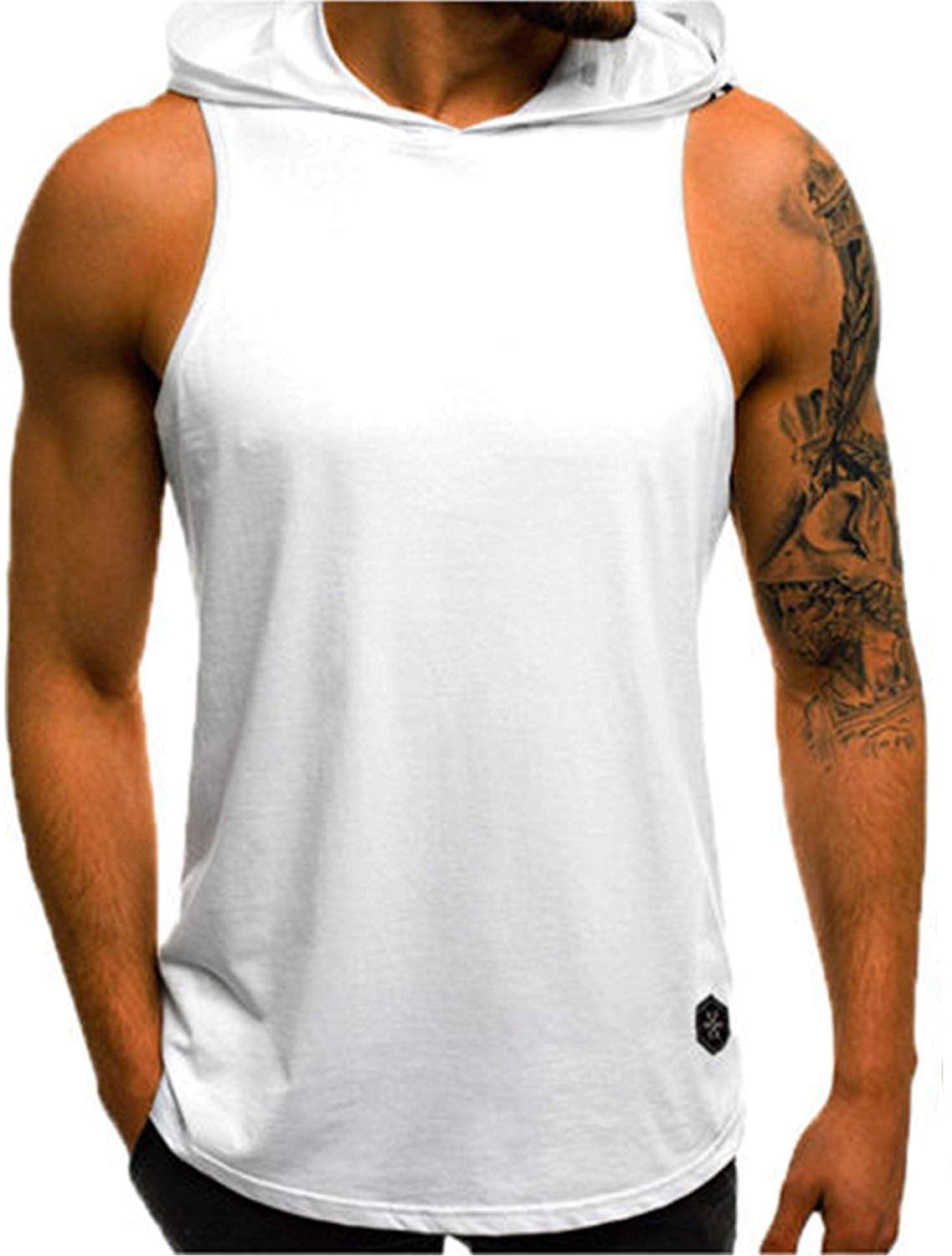 Men Sports Gym Plain Tank Top Hoodie Pullover Sweatshirt - Walmart.com