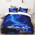 thumbnail image 2 of 1 funda de edredón y 2 fundas de almohada Juego de edredón con impresión digital 3D Sonic, suave, para decorar el hogar, 100 % poliéster, tamaño king, regalo para adolescentes, 2 of 5