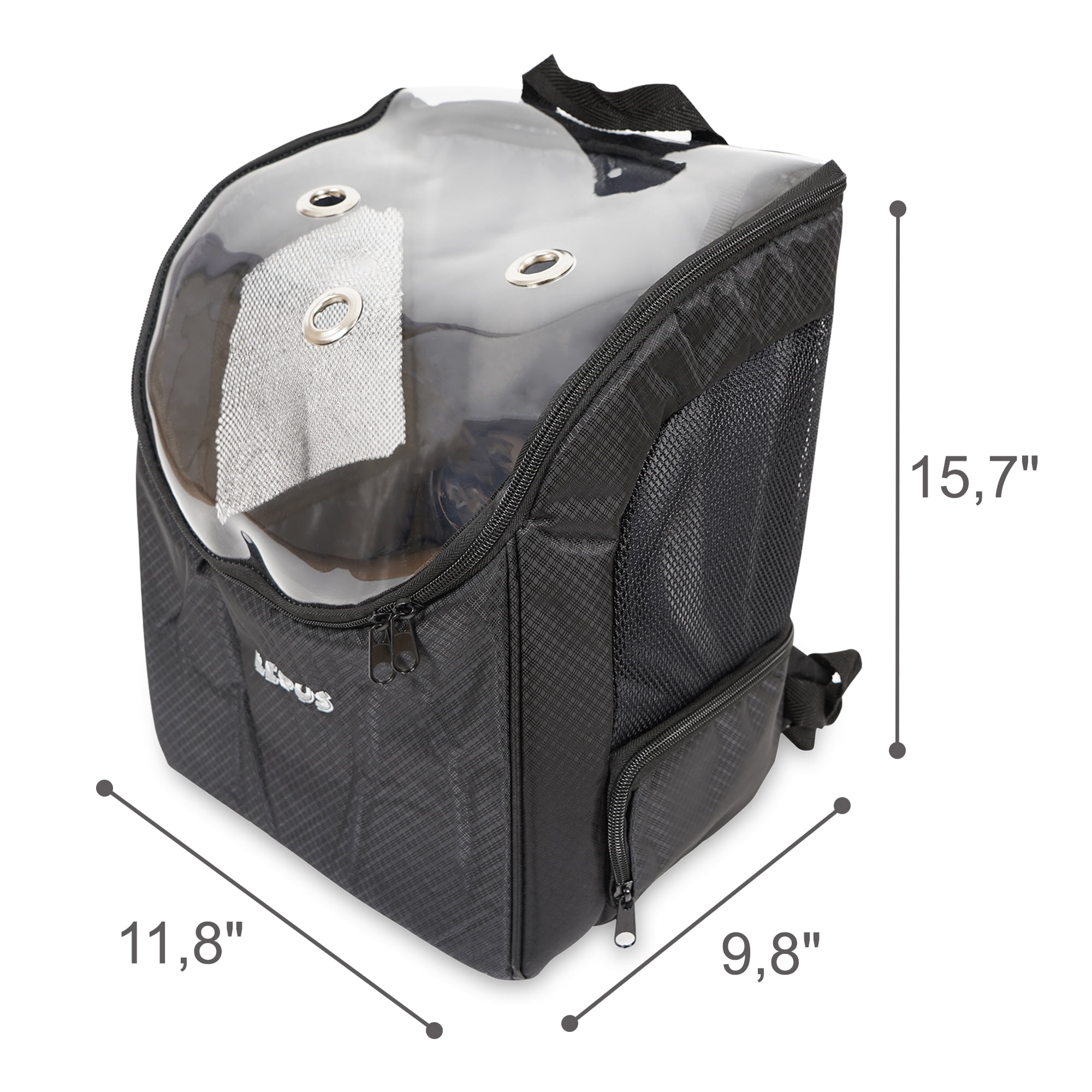 Airline Approved Dog and Cat Backpack Carrier for Small Dogs - Water, Stain Proof Dog Hiking Backpack with Mesh Cover, Waist Belt - BLACK