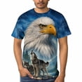 thumbnail image 4 of LAOLIUSN Bald Eagle Wolf Graphic Crew Neck Short Sleeve T-Shirt, Men's, 4 of 7