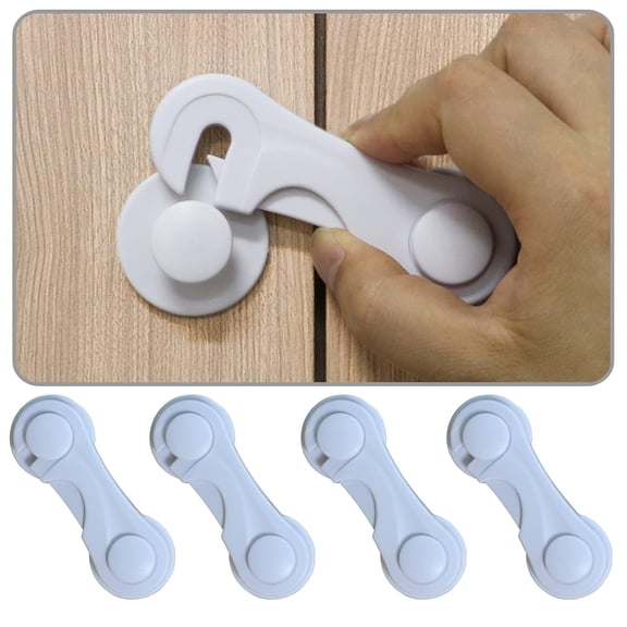 LQSEO Cabinet Door Locks for Baby Proofing and Child Safety,4Pcs Childproof Cabinet Locks with Adhesive for Drawer Cupboards Fridge Closet and Pantry,Child Proof Latch for Protecting Kids(4Pcs)
