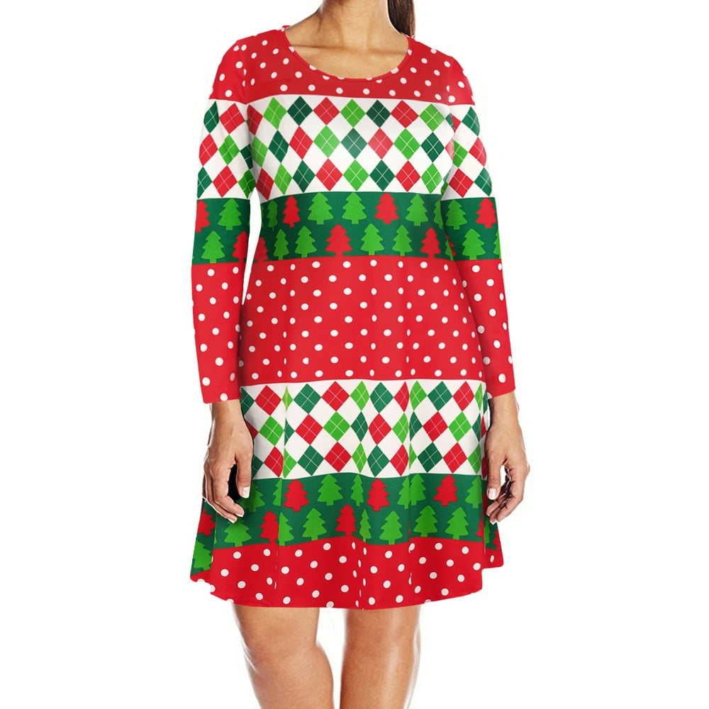 HDE HDE Womens Plus Size Party Dress Ugly Christmas Sweater Long Ugly Christmas Sweater Dress