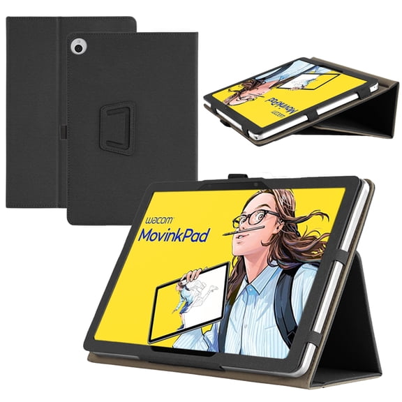 【RUIXH】For Wacom MovinkPad 11 Tablet Case Wacom Android 14 11.45 Inch Tablet Case Premium PU Leather Lightweight and Portable Built-in Stand and Pen Slot Design With Wrist Strap (Black)