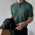 thumbnail image 5 of Clearance Mens a Shirts Large, Men's Fashion Knit Casual Solid Color Short Sleeve Turndown Collar Blouse Shirt, 5 of 5