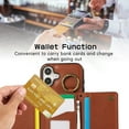 thumbnail image 5 of for iPhone 16 Wallet Case with Card Holders for Women Girls, Crossbody Strap Zipper PU Leather Case with Finger Ring Protective Kickstand Designed for iPhone 16, Coffee, 5 of 10
