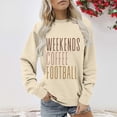 thumbnail image 2 of Holzkary Women's Football Game Day Sweatshirt Graphic Print Sunday Long Sleeve Crewneck Fall Pullover Graphic Print Oversized Crewneck Sweatshirts Long Sleeve Pullover for Gameday Hoodies Beige L, 2 of 5