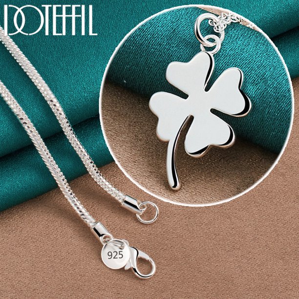 Aoxiang-collar con colgante de trébol de cuatro hojas para mujer, de Plata de Ley 925, cadena de 16-30 pulgadas, joyería con dijes de boda a la moda
