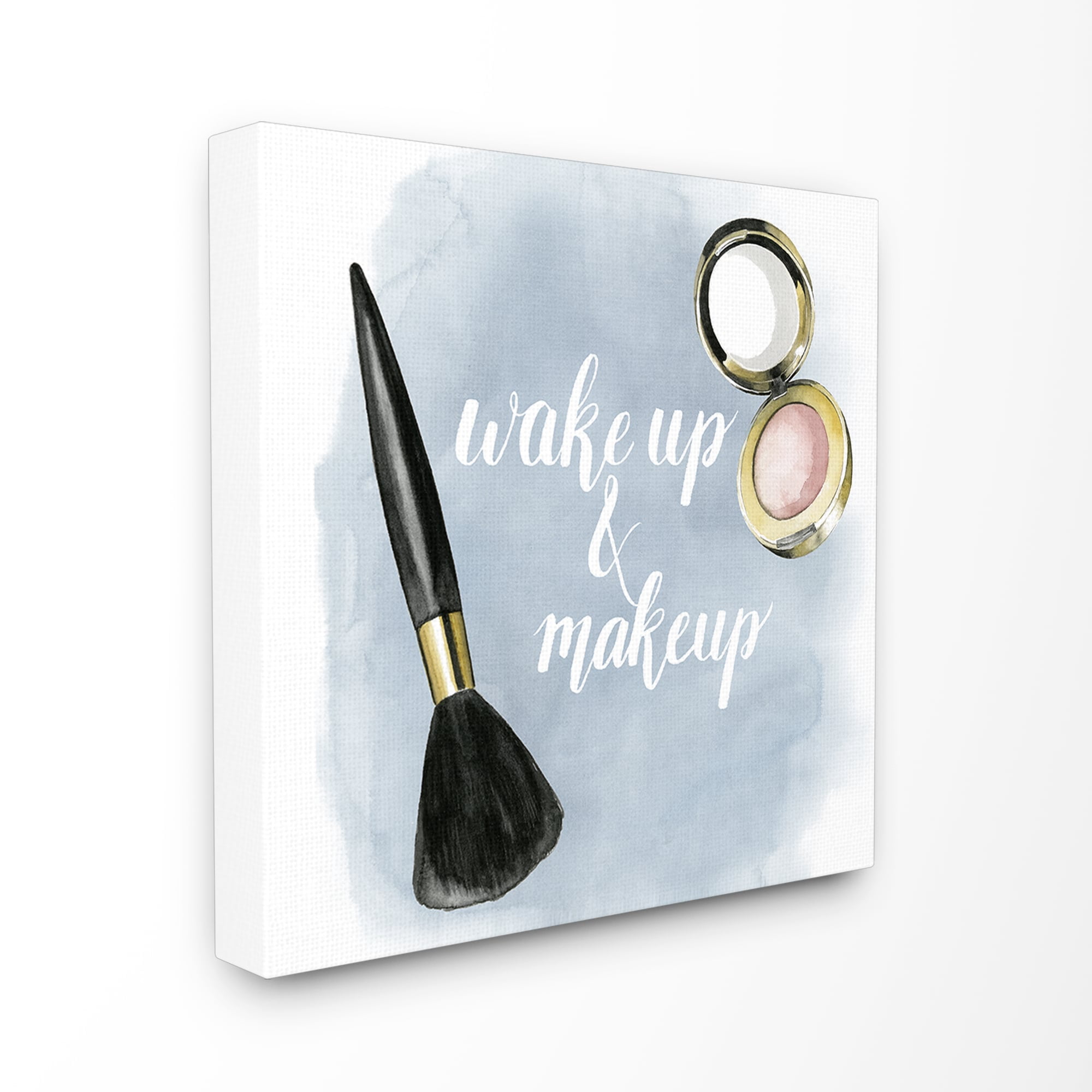 Stupell Industries Watercolor Wake Up & Make Up Beauty & Fashion Painting Gallery Wrapped Canvas Art Print Wall Art, 17 x 17