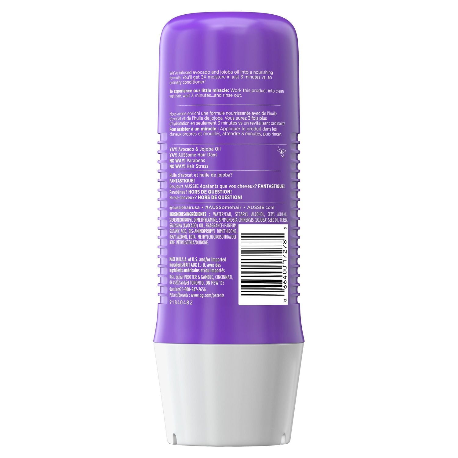 Aussie 3 Minute Miracle Moist Deep Conditioner, Paraben Free, Dry Hair Repair, 236 mL