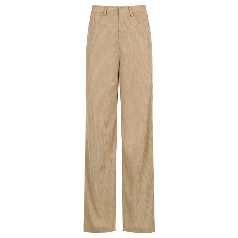 Puloru N /C Women's Cotton Corduroy Pants Retro Style Wide Leg