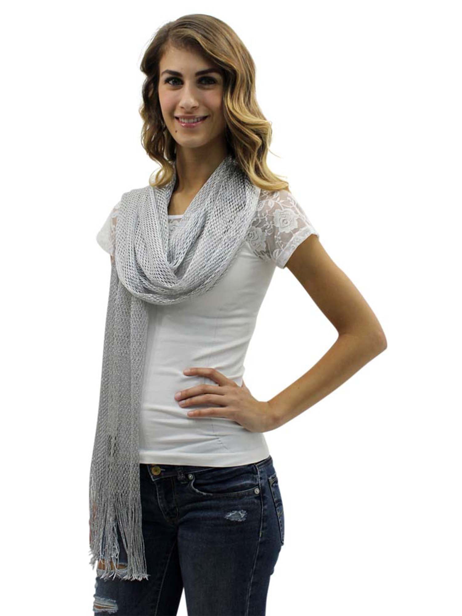 That's A Wrap Women's New Age Metallic Chainmail Metal Mesh Scarf - Silver  - Wisconsin Harley-Davidson