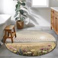 thumbnail image 4 of Wildflower Round Living Room Rugs 4 ft, Nature Floral Flowers Sunset Birds Washable Area Rug with Non-Slip Sturdy Edge Binding Round Carpet for Entryway Kitchen Bedroom Bathroom, 4 of 9