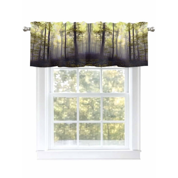Thanksgiving Fall Valances for Windows Vintage Yellow Maple Leaf Farmhouse Rod Pocket Curtains Valance Short Window Treatment Drapes for Living Room, Bedroom Bathroom 42" W x 12" L