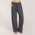 thumbnail image 4 of Miluxas Womens Baggy Wide Leg Pants Casual Drawstring Elastic Waisted Lounge Trousers with Pockets Solid Street Slacks Gray, 4 of 9