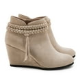 thumbnail image 2 of Dellytop Womens Wedge Ankle Boots Braided Fringe Strap Heeled Fall Booties Dress Shoes, 2 of 3