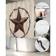 thumbnail image 5 of Split Shower Curtain for Transfer Bench, Texas Star Farmhouse Fabric Shower Curtains for Bathroom, Western Country Stars Retro Tub Sliding Transfer Bench Waterproof Bath Curtains 72"x96", 5 of 9