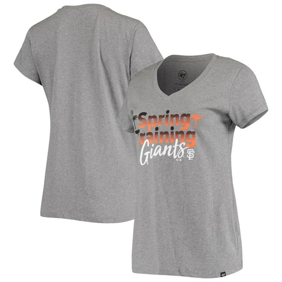 Women's '47 Heathered Gray San Francisco Giants Spring Training Fade V-Neck T-Shirt