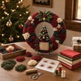 thumbnail image 4 of 3D Fabric Poke Wreath DIY Kit, Christmas Wreath Craft Kit for Adults, No-Sew Beginner Handmade Hanging Decoration for Front Door Home Wall Holiday Decor 20*20cm, 4 of 6