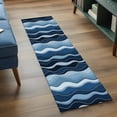 thumbnail image 3 of Hallway Runner Rug 2'x6', Abstract Blue Moire Long Non-slip Runner Rugs, Gradient Coastal Ocean Geometric Waves Outdoor Indoor Throw Floor Carpet Mat for Living Room/Bedroom/Kitchen/Office/Laundry, 3 of 9