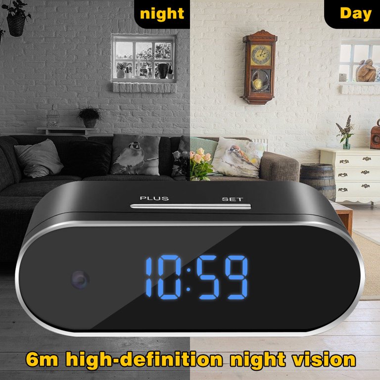 HD 1080P WiFi Alarm Clock Camera with Night Vision/Motion Detection/Loop  Recording Wireless Security Camera,Monitor Video Recorder Nanny Cam with  32GB