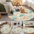 thumbnail image 6 of Teal Sea Turtle Starfish Round Living Room Rugs 7 ft, Summer Beach Coral Shell Vintage Washable Area Rug with Non-Slip Sturdy Edge Binding Round Carpet for Kitchen Office Bedroom, 6 of 9