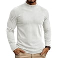 thumbnail image 2 of TOUMENY Men Sweater High Neck Long Sleeve Solid Slim Fit Casual Pullover Winter Knitted Comfortable Workwear Tops White XXXL, 2 of 7