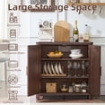 thumbnail image 3 of Joaxswe Buffet Cabinet with Storage Set of 2, 31.5" Tall Wooden Arched Sideboard Cabinet with/Adjustable Shelf, Walnut Accent Cabinet for Dining Room, Kitchen, 3 of 11