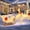 Warm White, variant on Costway 3PCS Christmas Lighted Reindeer Sleigh Set with 280 White LED Lights Ground Stakes Cold White