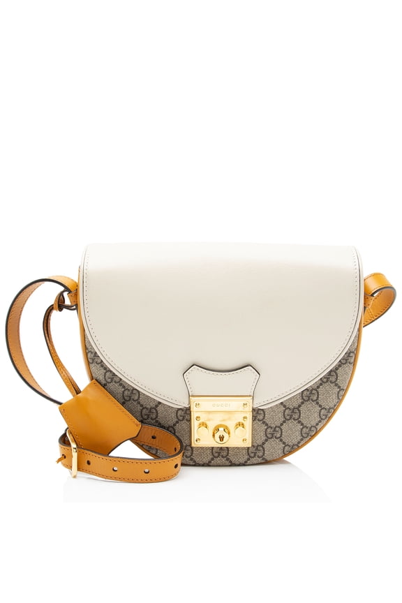 Pre-Owned Gucci GG Supreme Padlock Saddle Small Shoulder Bag