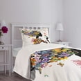 thumbnail image 5 of Ambesonne Colorful Quilted Bedspread Set 2 Pcs, Flowers with Butterfly, Twin Size, Multicolor, 5 of 6