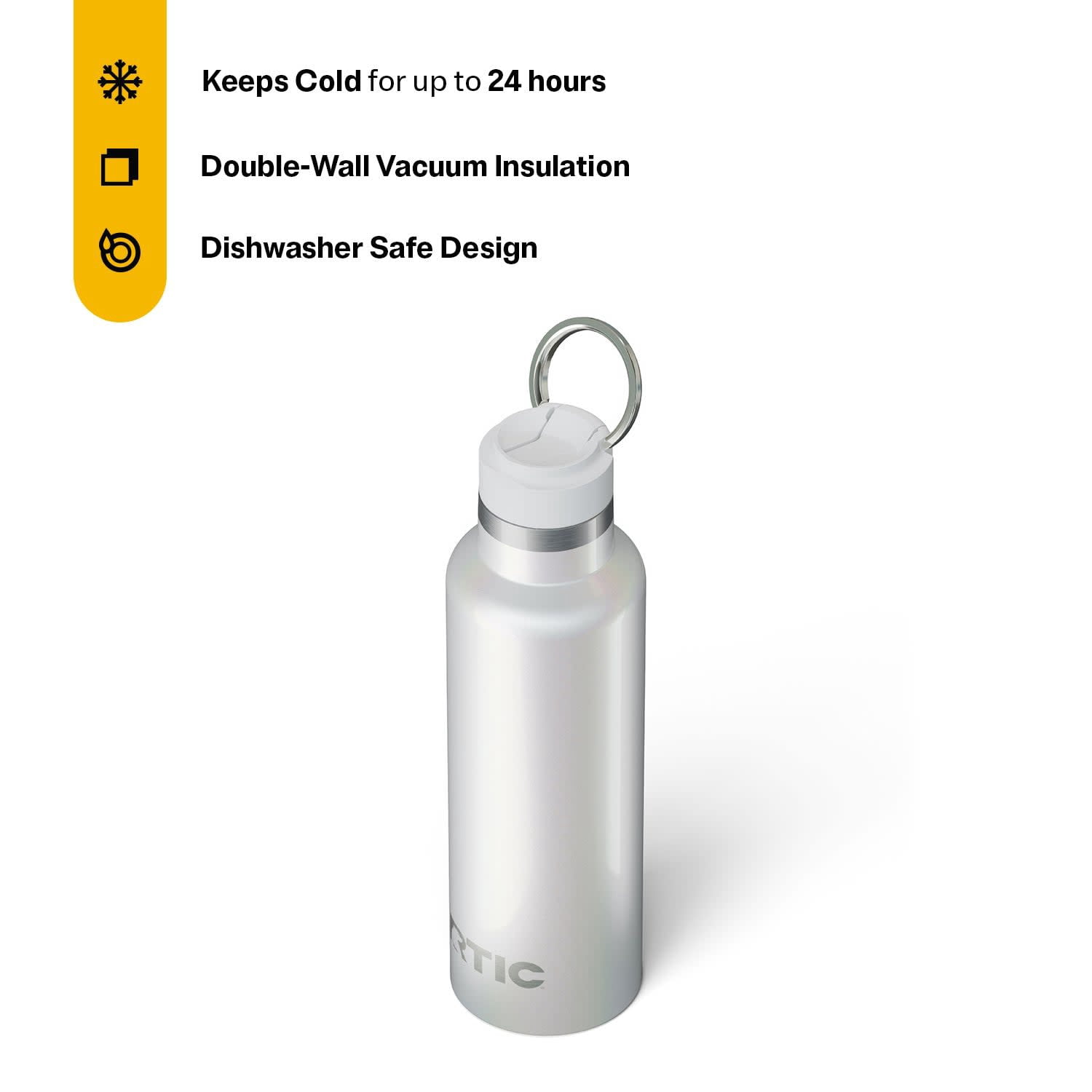 RTIC 20 oz Ceramic Lined Insulated Journey Water Bottle, Leak-Proof Lid, Cool Grey Glitter