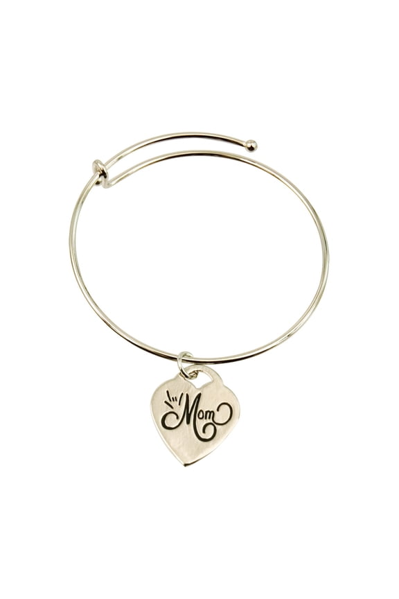 ILY Mom Charm Bangle- Silver