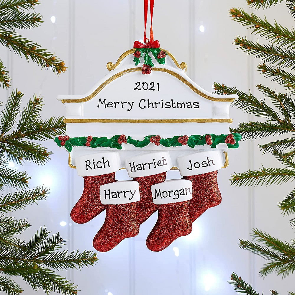 Diy Personalised Family Christmas Xmas Tree Stocking Ornament Mantel Groups Can Write Down Names To Welcome The New Year 5 Socks Com