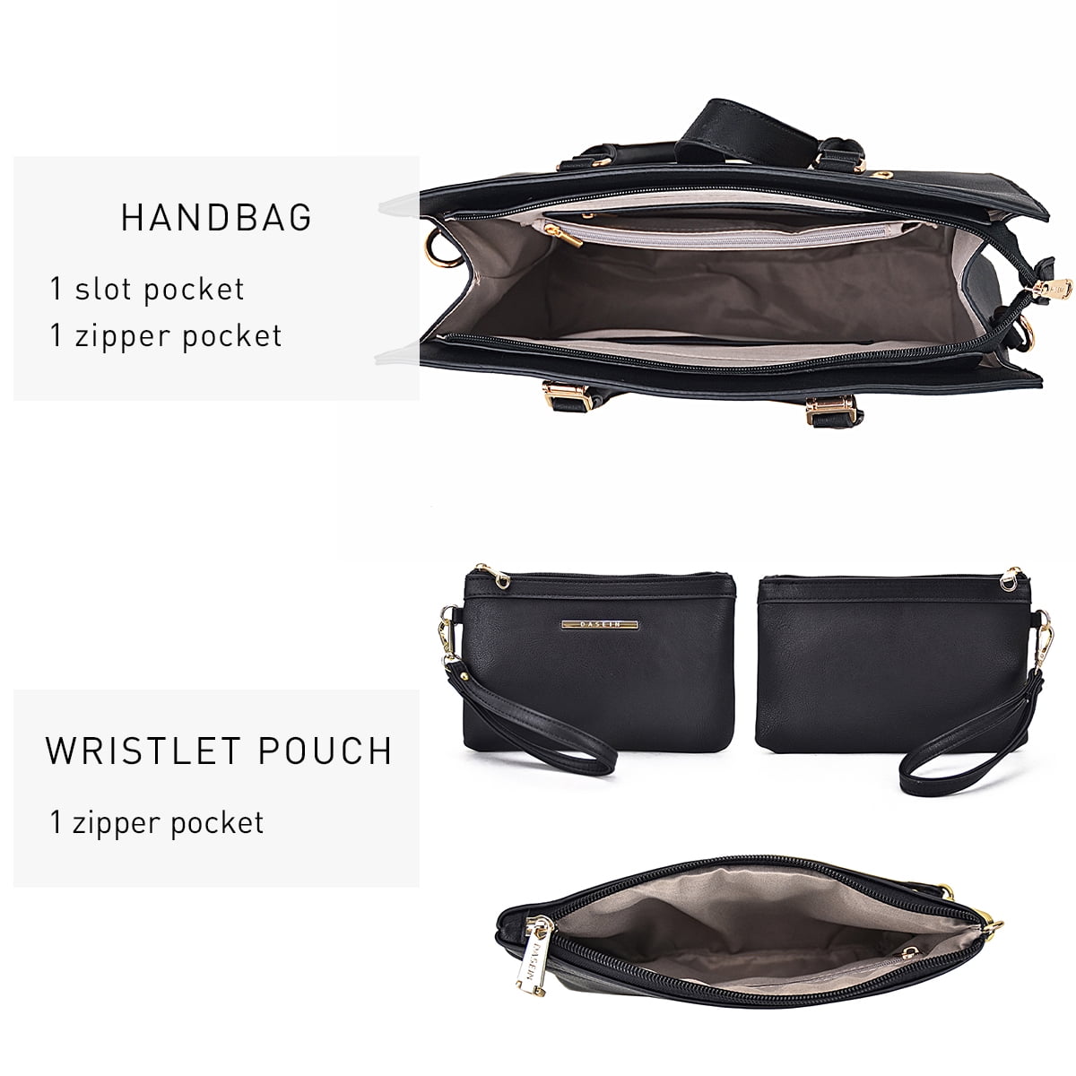 Women's Handbag Flap-over Belt Shoulder Bag Top Handle Tote Satchel Purse Work Bag w/Matching Wristlet