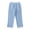 Blue, variant on Girls Kids Summer Solids Trousers Linen Split Hem Button Side Pocket Pants