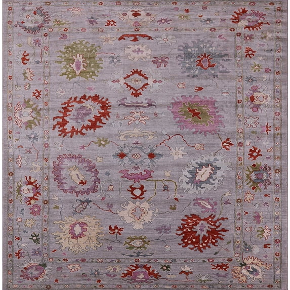 Ahgly Company Machine Washable Indoor Square Industrial Modern Mauve Taupe Purple Area Rugs, 5' Square